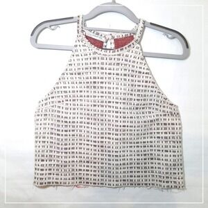 Zara Trafaluc Top S Tweed Bib High Neck Cut Off Cropped Preppy Casual Feminine‎